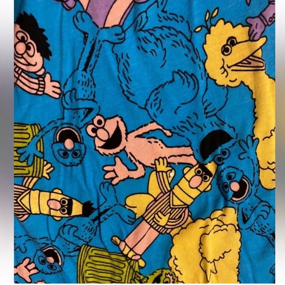 Sesame Street AOP Pastel Character Art Men's Blue Sleep Pajama Pants Sz L NWT - Picture 7 of 8